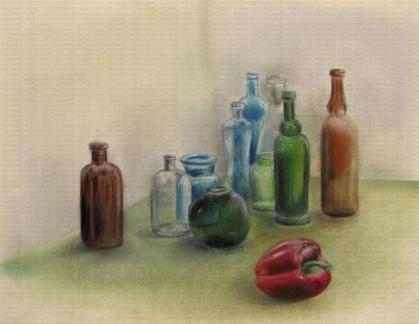 Pastel, crayon de couleur, craie grasse.
